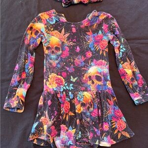 Bums and Roses colorful skull twirl dress